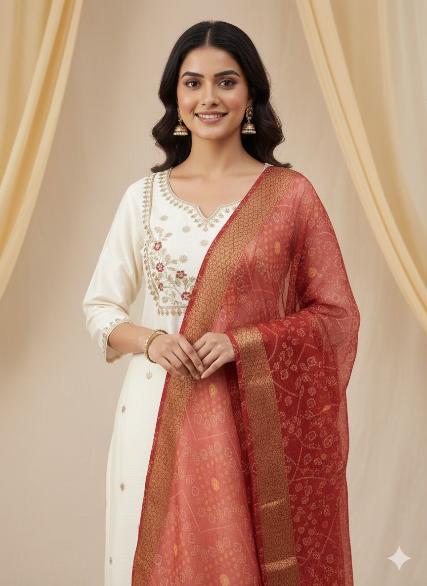 Roman Silk Designer Kurti Pant Dupatta Set For Women